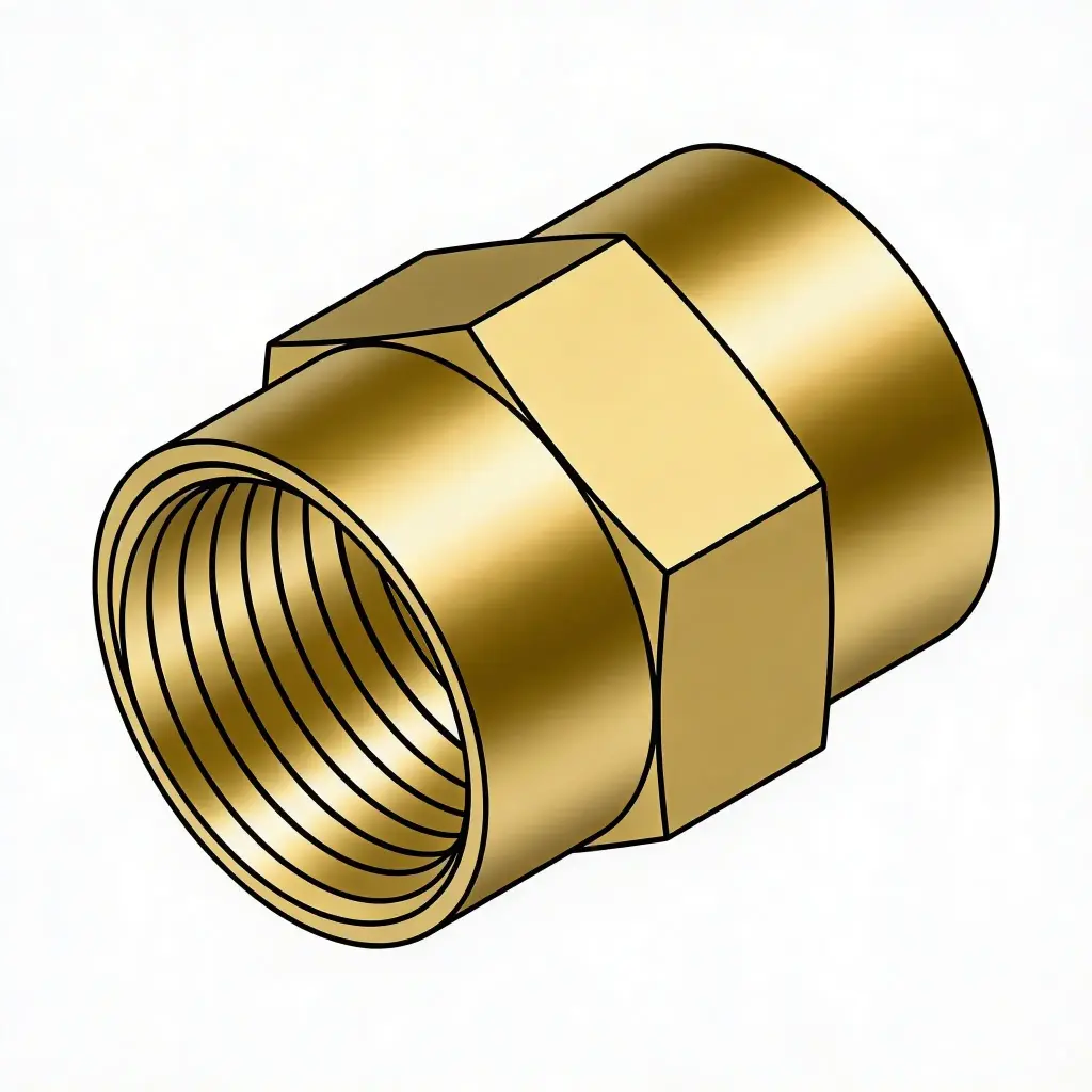 1/4" NPT Pipe Coupler Brass