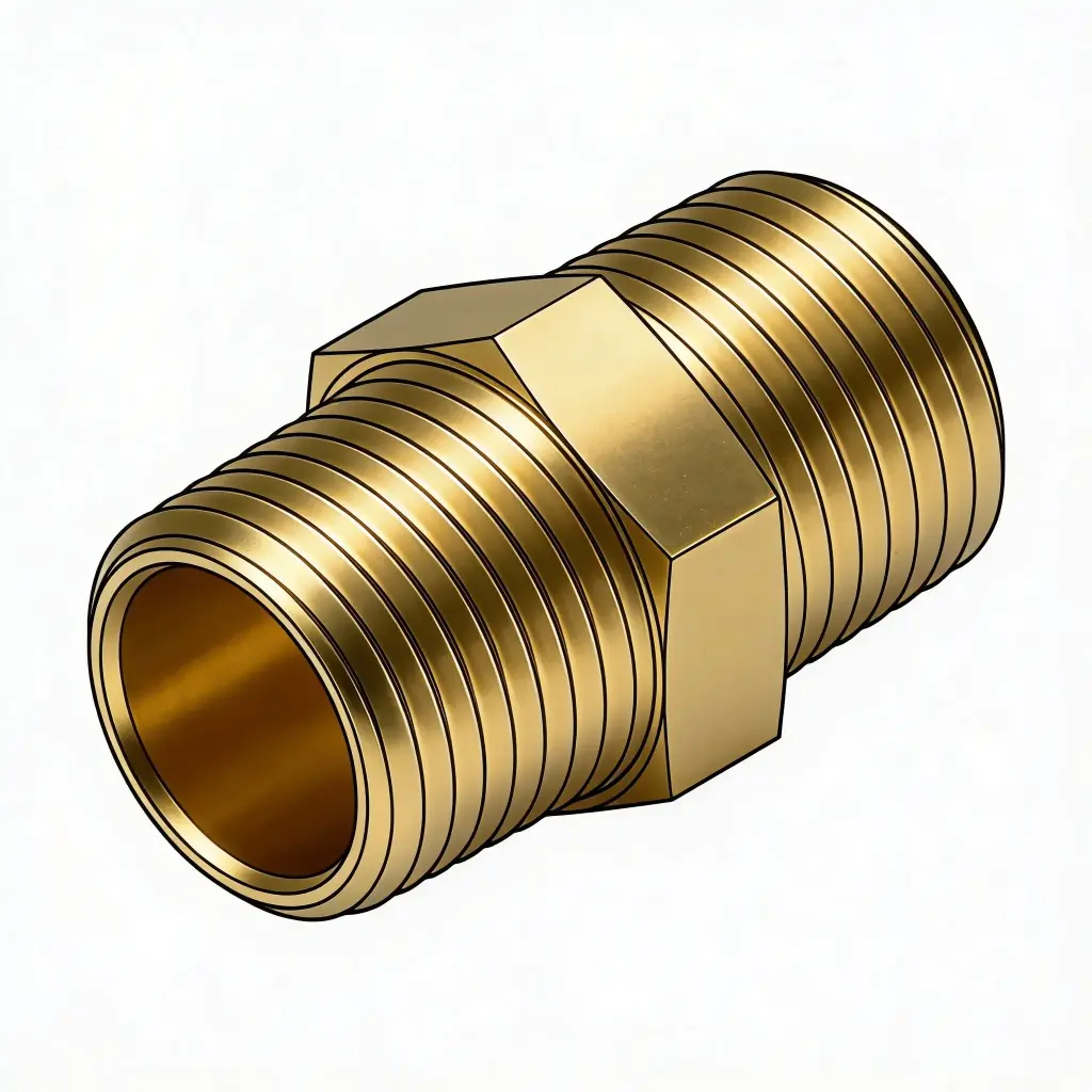1/4" NPT Hex Nipple Brass