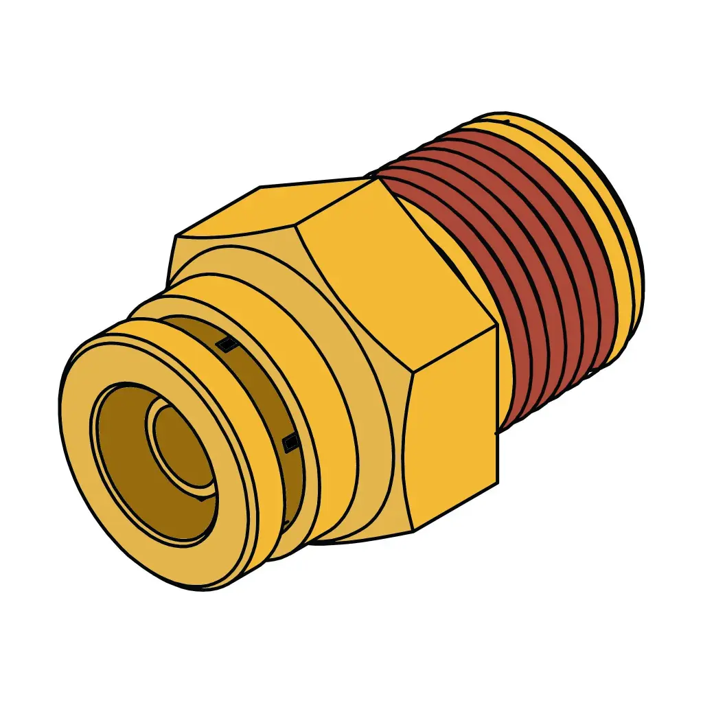 5/32" PTC X 1/16" NPT Male Connector Brass (DOT)
