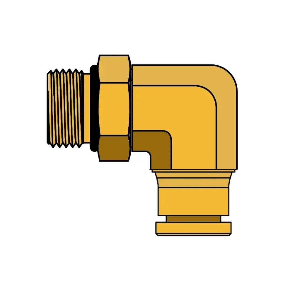 1/4" PTC X M12-1.5 Male O-Ring 90° Elbow Connector Brass (DOT)