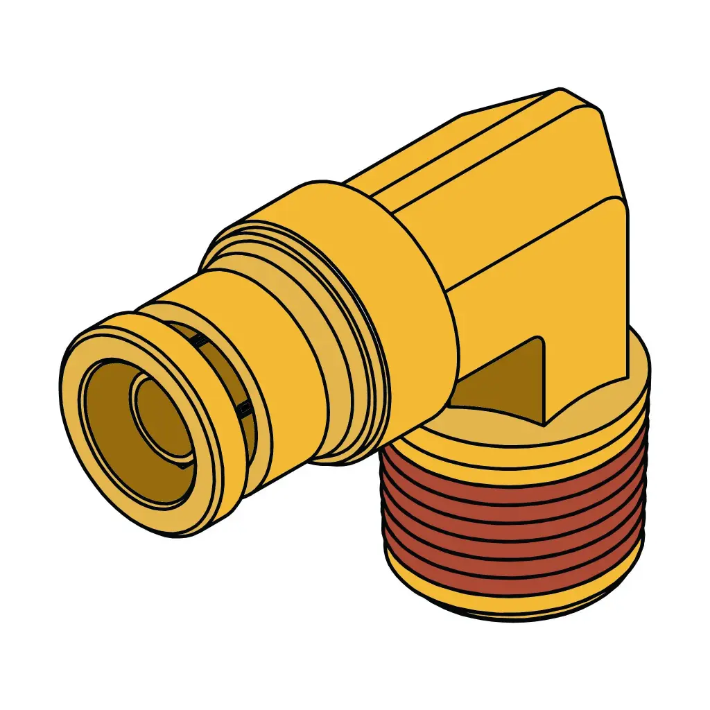 3/8" PTC X 1/2" NPT 90° Male Elbow Brass (DOT)
