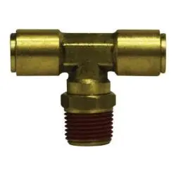 3/8" PTC X 3/8" NPT Male Branch Tee Swivel Brass Fitting (DOT)