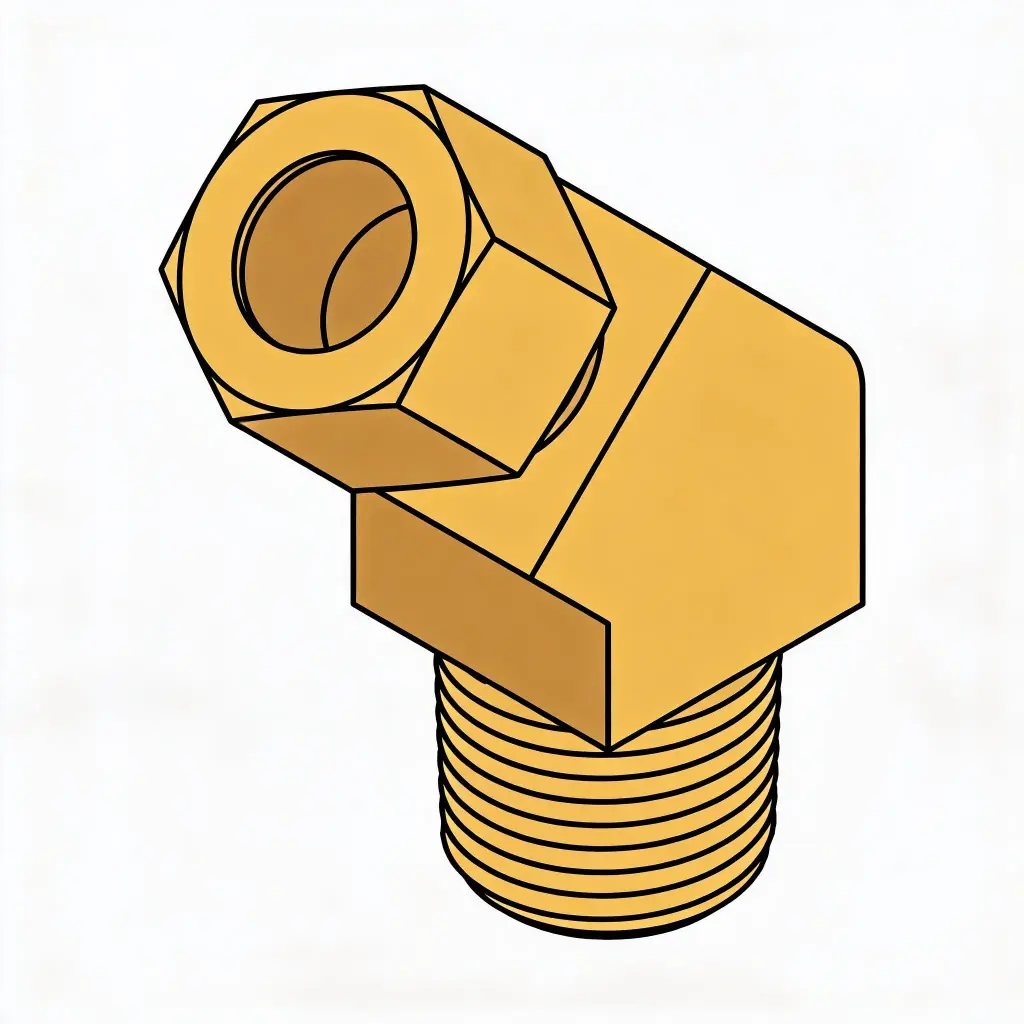 3/8" Tube X 1/4" NPT Brass 45° Compression Elbow NON-D.O.T.