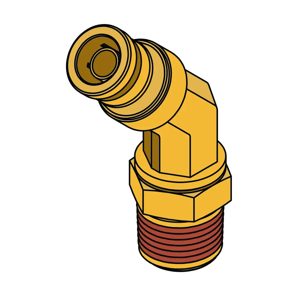 3/8" PTC X 3/8" NPT 45° Male Swivel Elbow Brass (DOT)