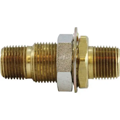 1/2" X 1"-14 X 1/2" (1/4" FNPT) NPT to UNS to NPT Stepped Bulkhead Fitting Brass