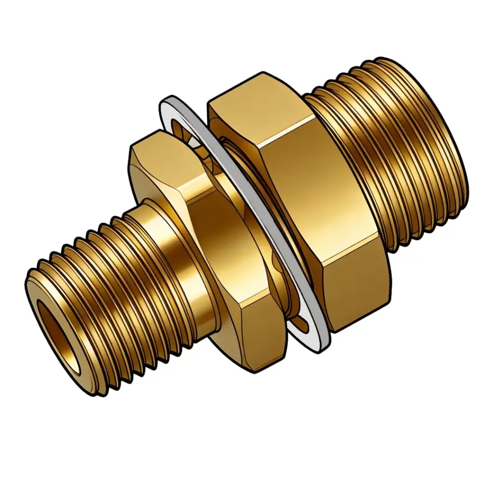 1/2" X 3/8" Male to Female Internal Bulkhead Reducer Brass