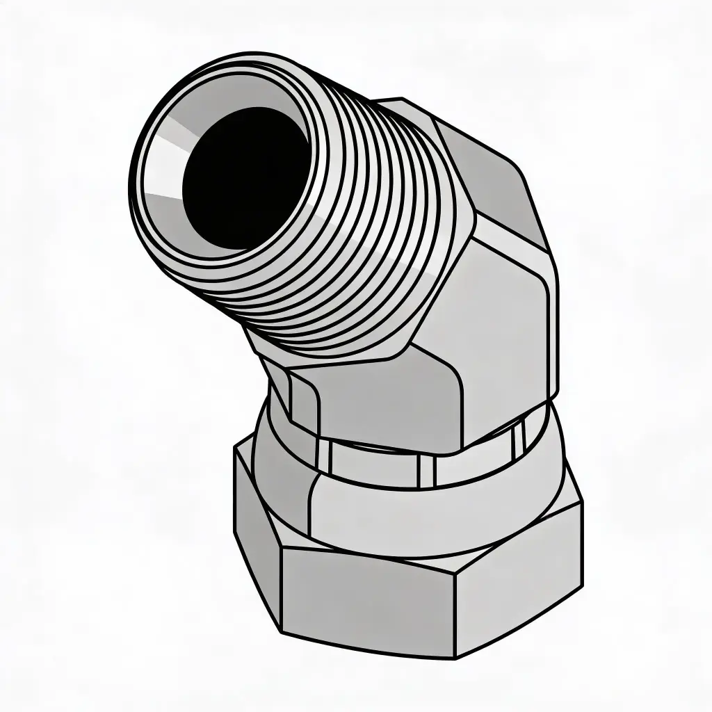 1/2" X 1/2" Male NPT to Female NPSM Swivel 45° Steel