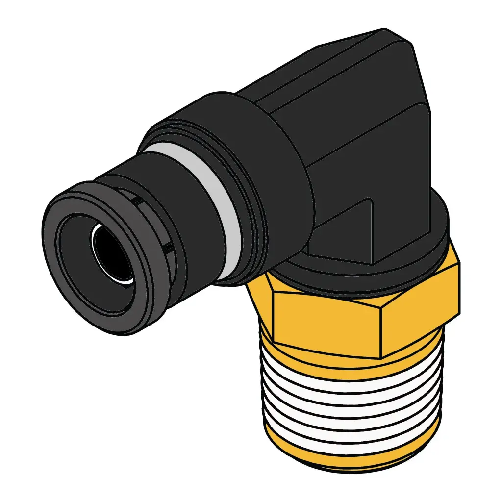 5/32" X 1/4" Composite PTC to Brass Male NPT 90° Swivel Elbow (DOT)