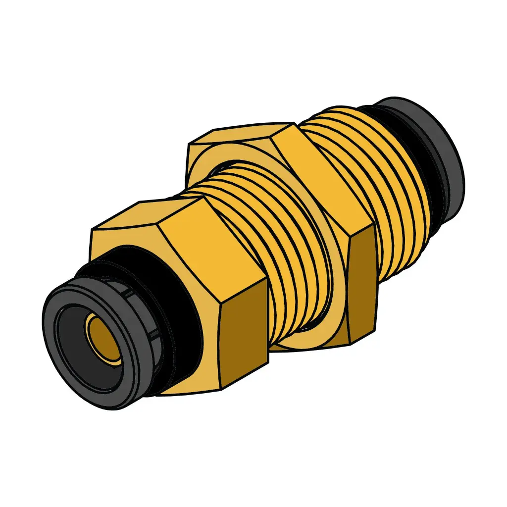 3/8" PTC Composite Bulkhead Union Brass (DOT)