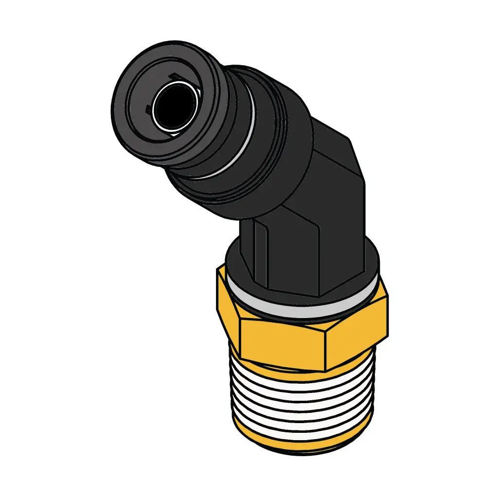 1/4" PTC X 1/8" NPT 45° Male Swivel Elbow Composite (DOT)
