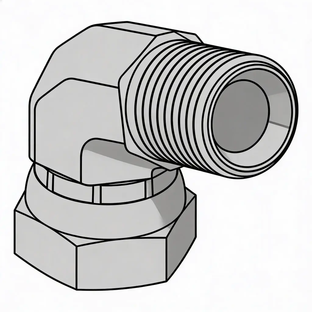3/4" X 1/2" Male NPT to Female NPSM Swivel 90° Steel