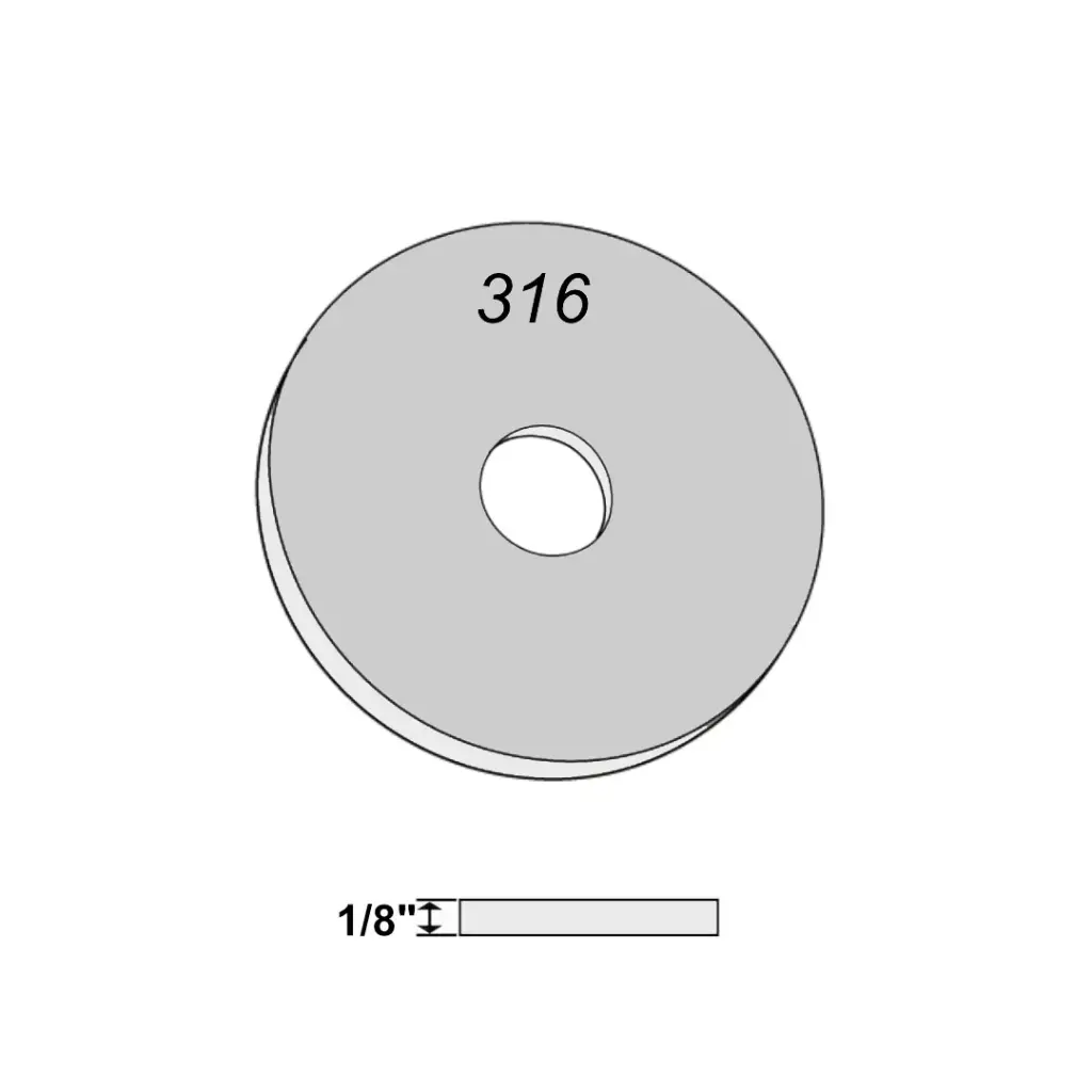 1/2" X 2" Extra Thick [1/8"] Fender Washer 316 Stainless Steel