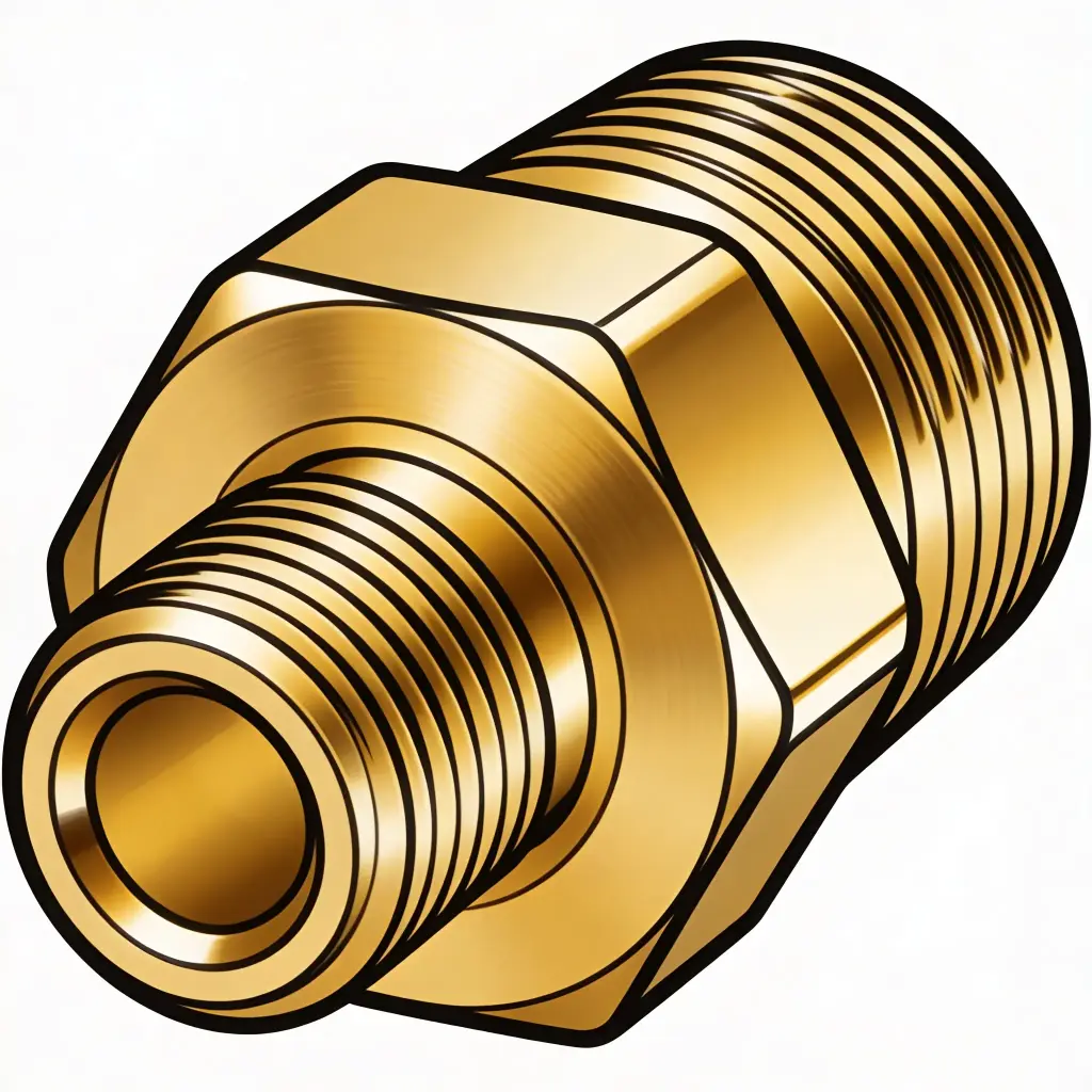 1/2" X 3/8" NPT Reducing Hex Nipple Brass