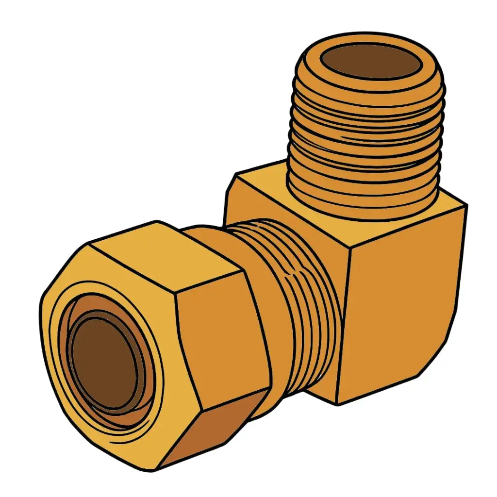1/2" X 3/8" A/B to NPT 90° Male Elbow Brass (DOT)
