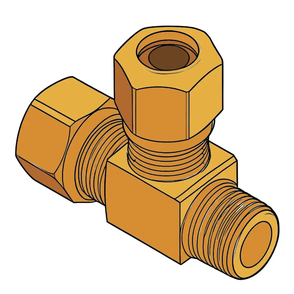 3/8" A/B X 3/8" NPT X 3/8" A/B Male Run Tee Brass (DOT)