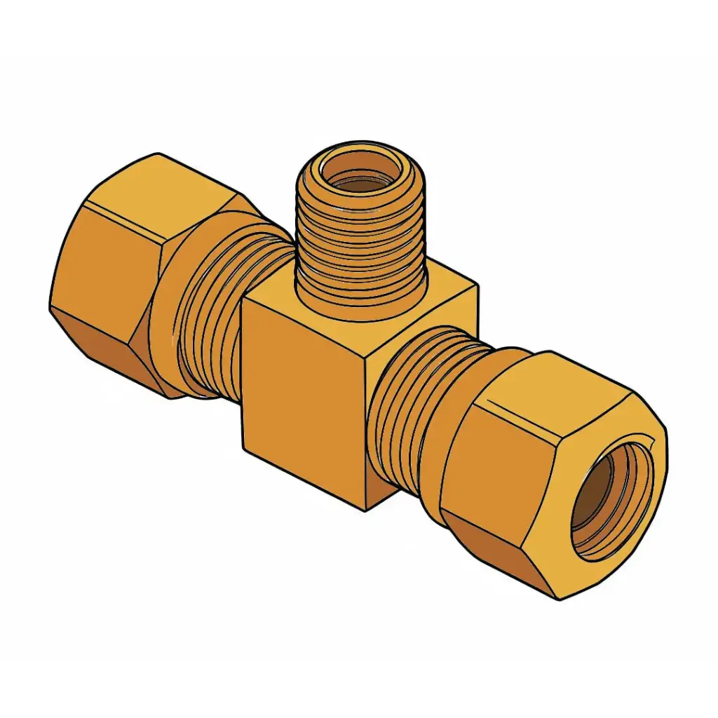 1/4" A/B X 1/4" A/B X 1/4" NPT Male Branch Tee Brass (DOT)