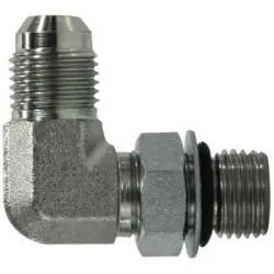 3/8" X 1/4" Male JIC to Male O-Ring Boss 90° Elbow Connector Steel