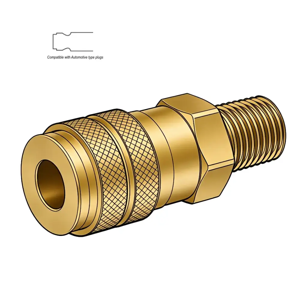 1/4" X 3/8" Automotive Air Coupler to Male NPT Brass