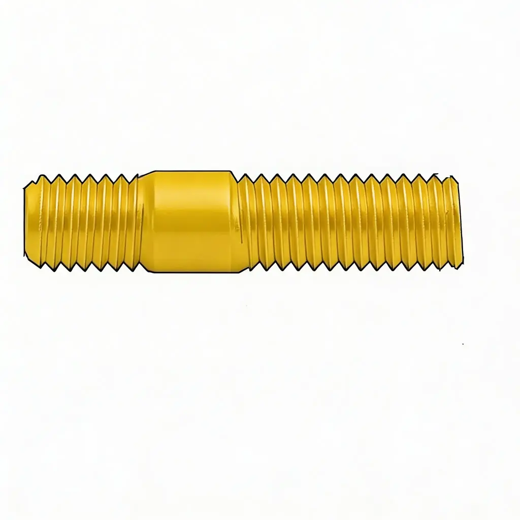 M10-1.25 Fine X 25mm & M10-1.25 Fine X 15mm Double Ended Stud Heat Treated [48mm OAL] GR.8 Yellow Zinc