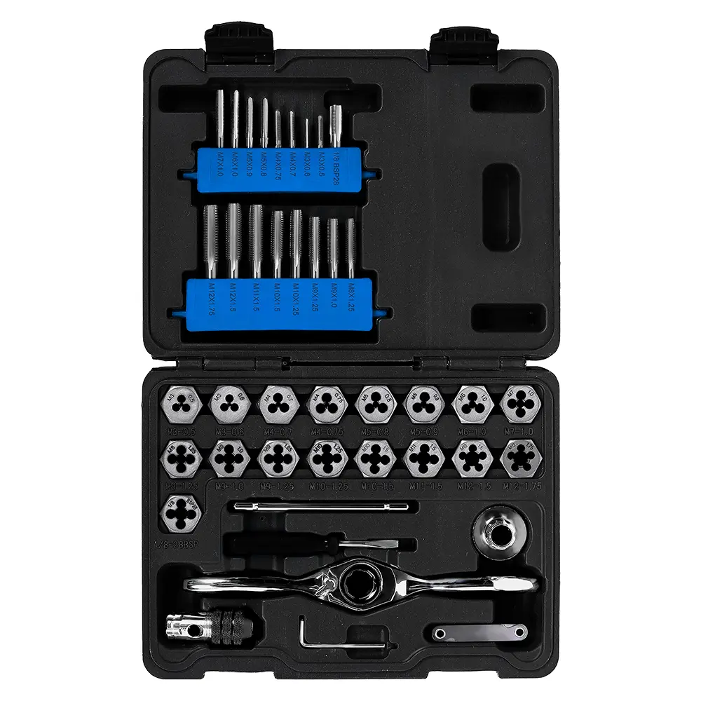 40Pc Metric Carbon Tap & Die Set M3-M12 Coarse & Fine (Champion/USA)