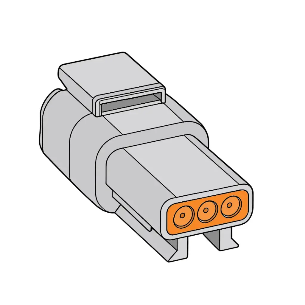 DTM 3-Way Female Receptacle (Deutsch) DTM04-3P