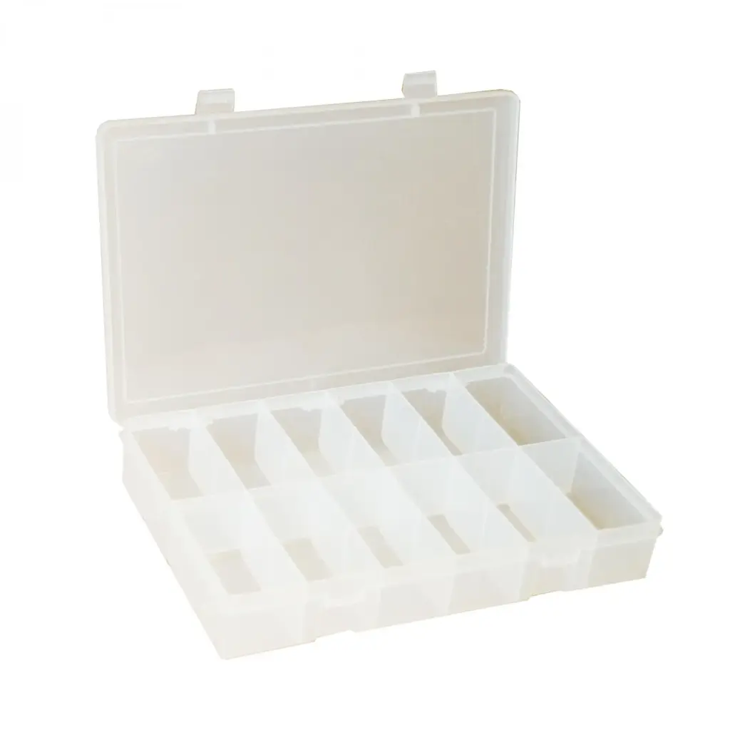 12 Compartment Small Plastic Box [WxDxH:10-13/16 x 6-3/4 x 1-3/4] (Durham)