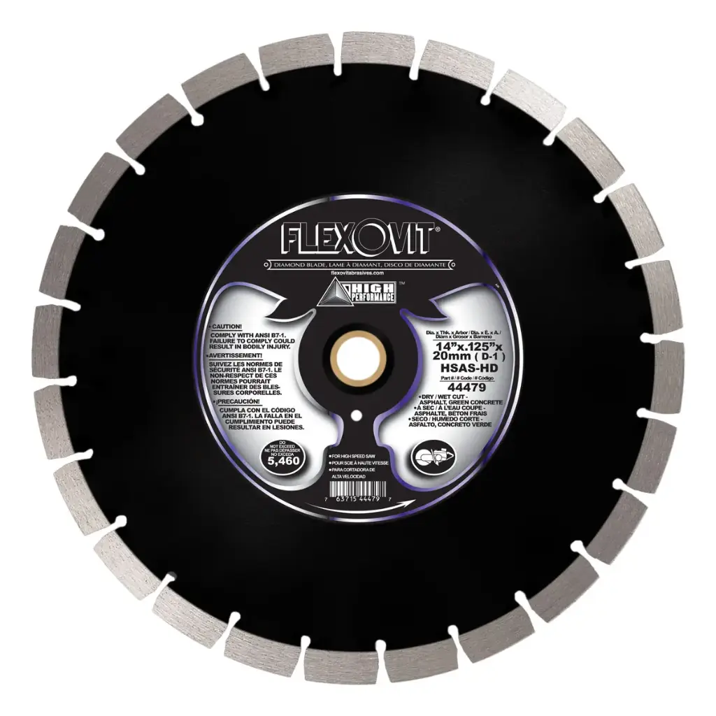 14" X .125 X 20mm Asphalt/Green Concrete Diamond Blade Segmented High Performance (Flexovit USA)