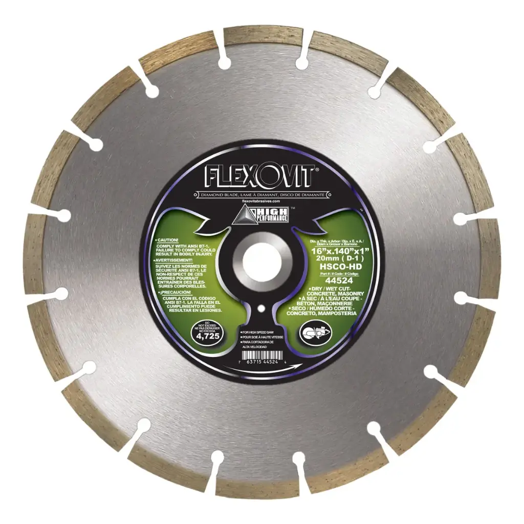 16" X .140" X 1"/20mm Concrete/Masonry Segmented Diamond Blade (Flexovit USA)