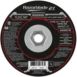 4-1/2 X .045 X 5/8-11" T-27 Razorblade Cutoff Wheel (Flexovit USA)