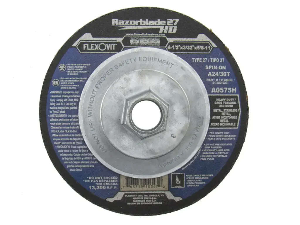4-1/2" X 3/32 X 5/8-11 T-27 Razorblade Cutoff Wheel HD (Flexovit USA)