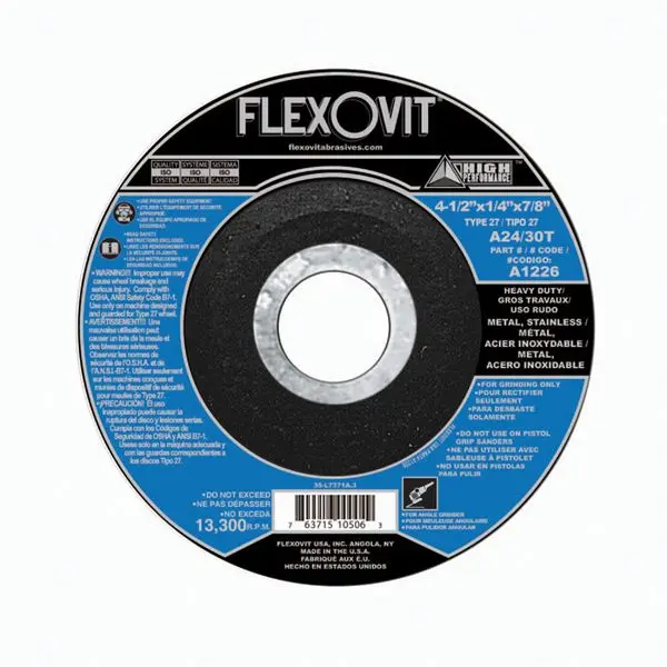 4-1/2 X 1/4 X 7/8 T-27 Grinding Wheel HD (Flexovit USA)
