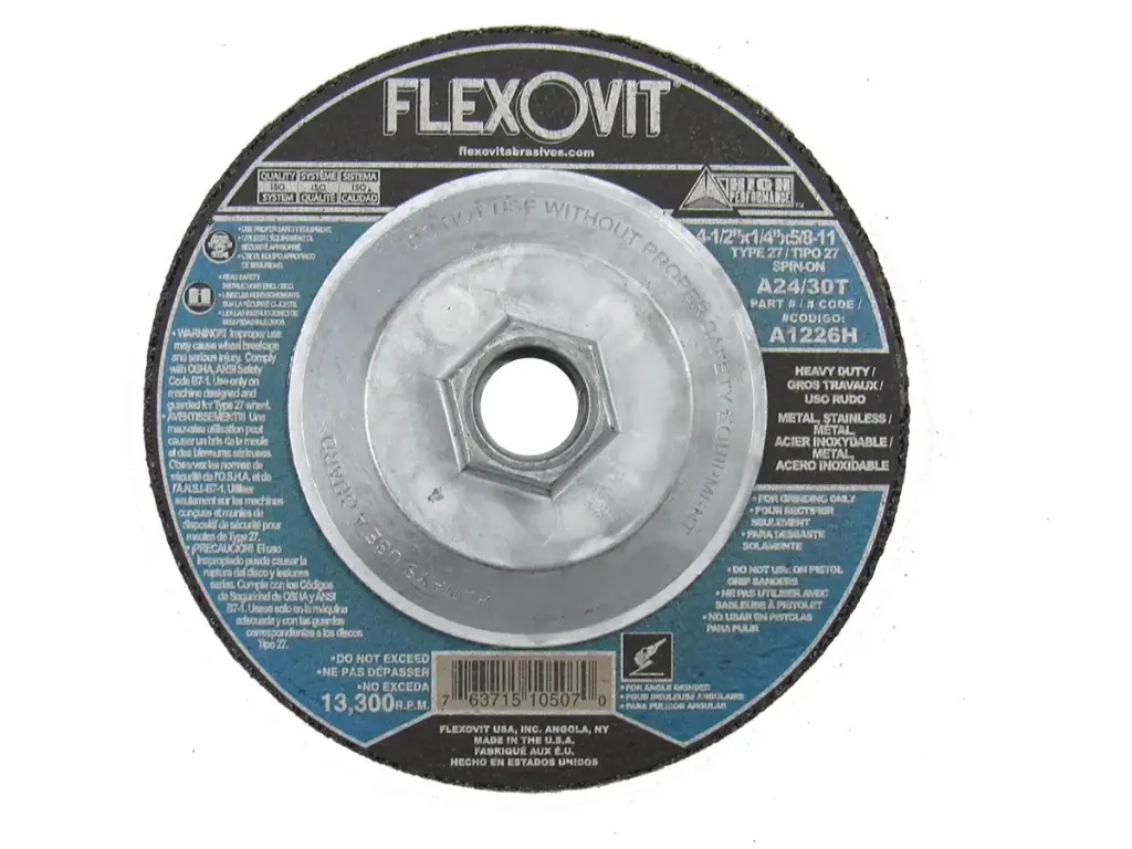 4-1/2" X 1/4" X 5/8"-11 T-27 Grinding Wheel HD (Flexovit USA)