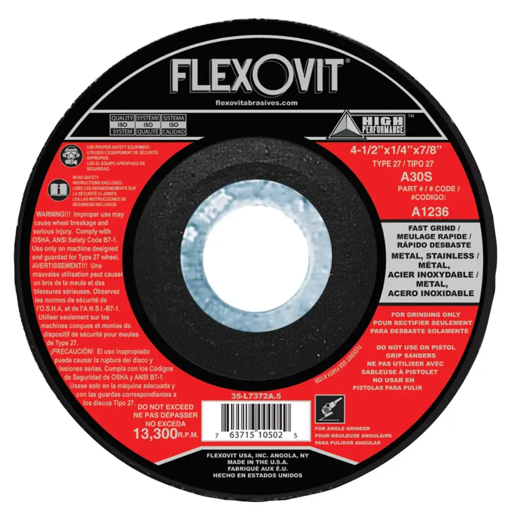 4-1/2" X 1/4" X 7/8" T-27 Grinding Wheel (Flexovit USA)