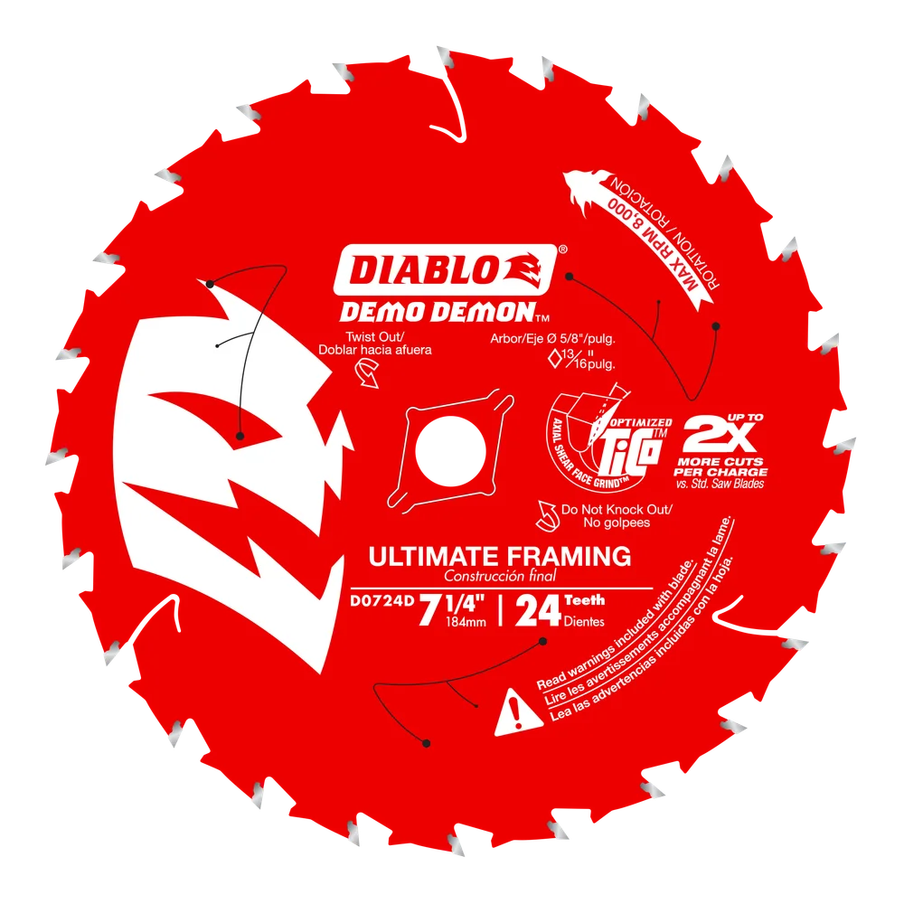 7-1/4" X 24 Carbide Tooth Demo Demon Ultimate Framing Saw Blade (Freud/Diablo)