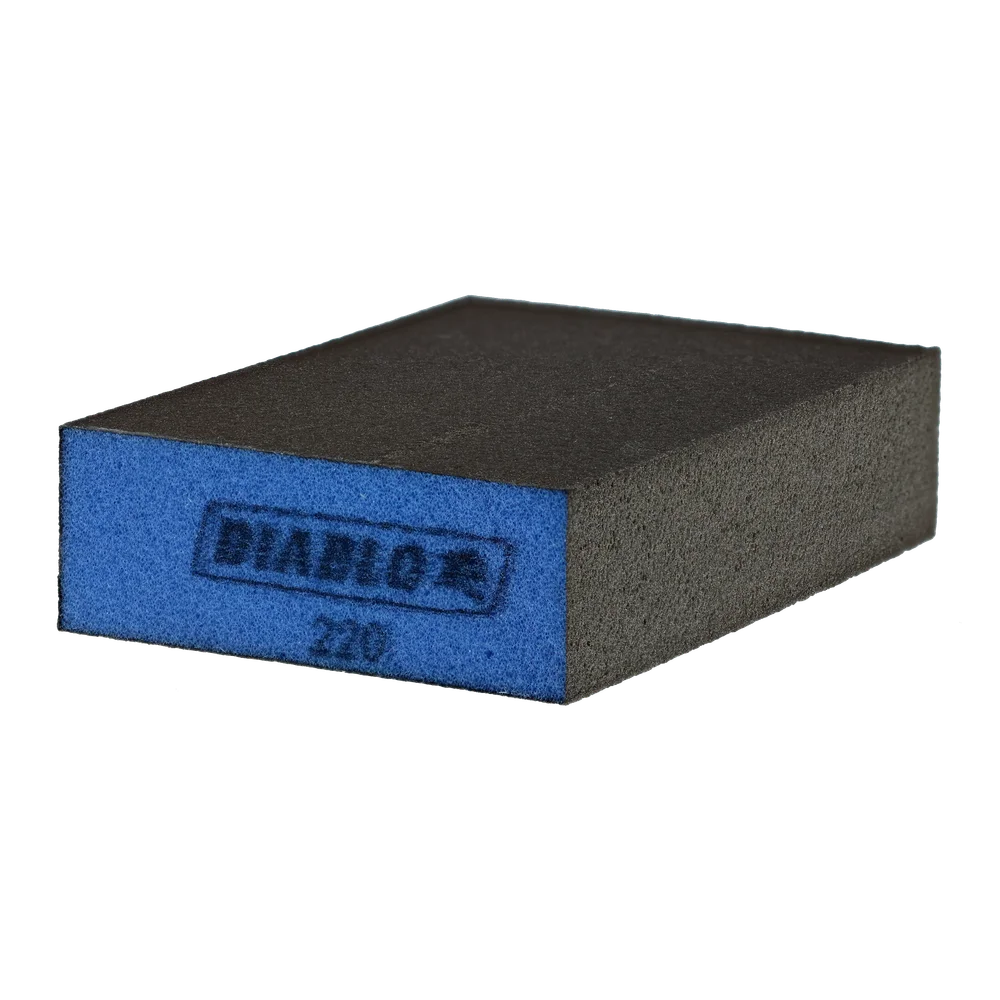 4" x 2-1/2" x 1" x 220 Grit Flat Edge Sanding Sponge Block (Diablo)