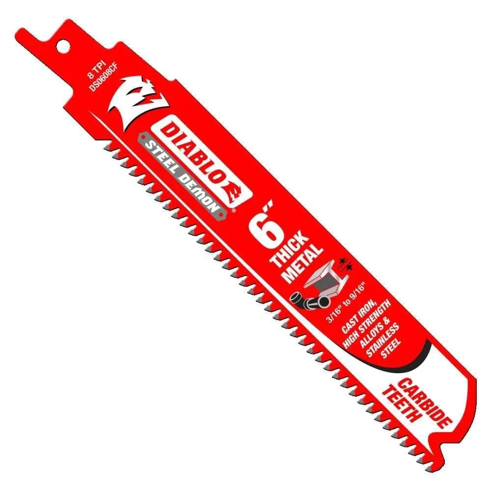 10Pk 6" X 8TPI Thick Metal Carbide Tooth Sawzall Blade (Freud/Diablo)