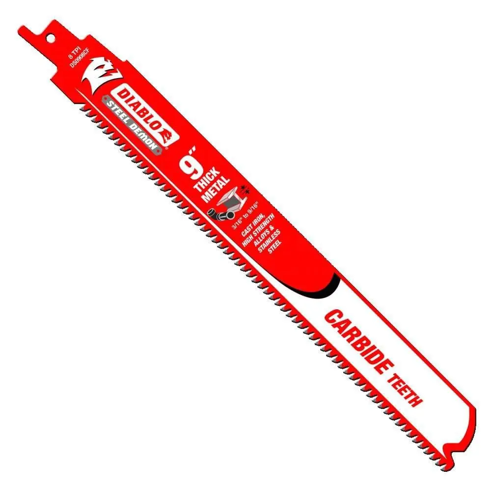 10Pk 9" X 8TPI Thick Metal Carbide Tooth Sawzall Blade (Freud/Diablo)