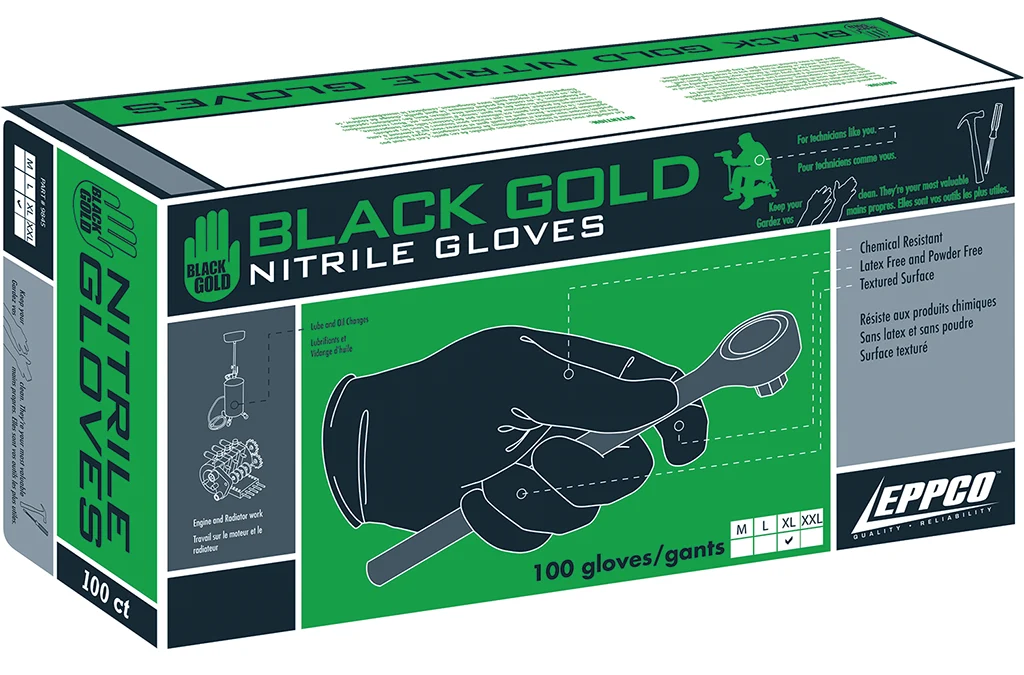 X-Large Black Nitrile Gloves 5mil (Black Gold)