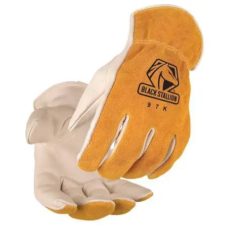 Large Versatile Grain Cowhide Palm Drivers Glove (Black Stallion)
