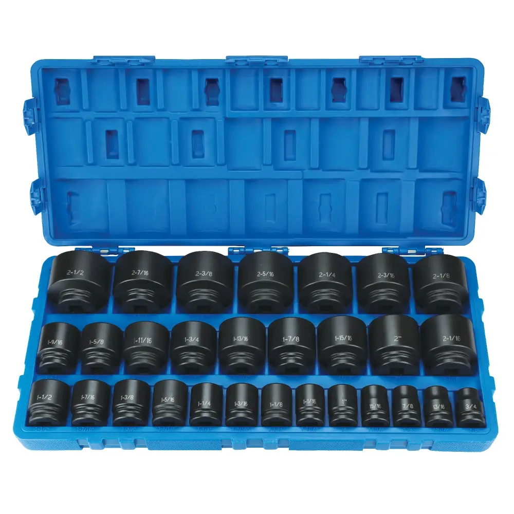 29Pc SAE 3/4" Dr. 6pt Shallow Impact Socket Set [3/4"-2-1/2"] (Grey Pneumatic)