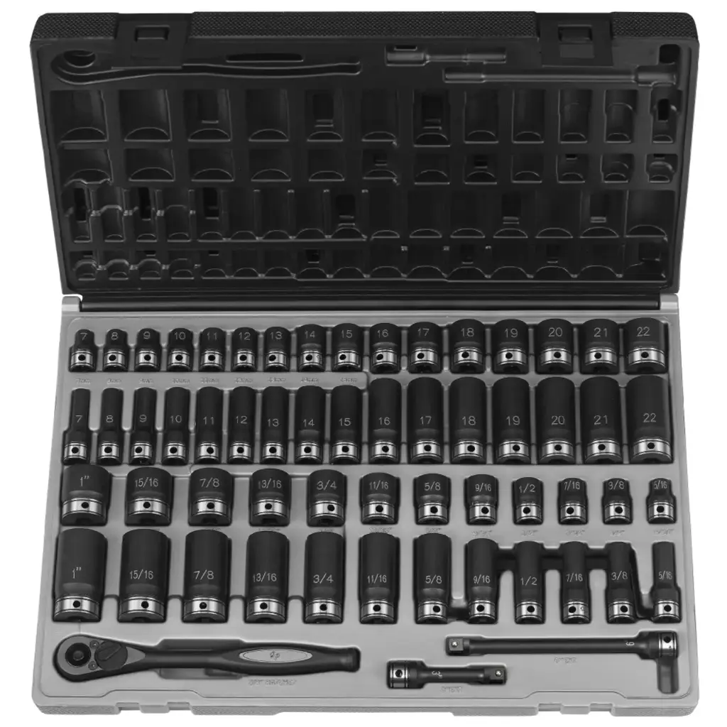 59Pc SAE/Metric 3/8" Drive 12pt Deep/Shallow Duo-Socket Set (Grey Pneumatic)