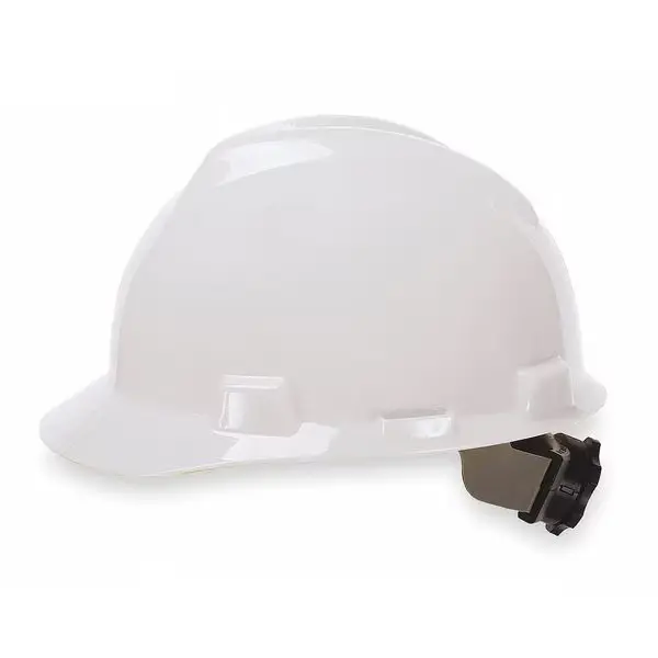 White Front Brim Slotted Protective Cap-Style Hard Hat Ratcheting Fas-Trac® III Suspension (MSA/V-Gard®)
