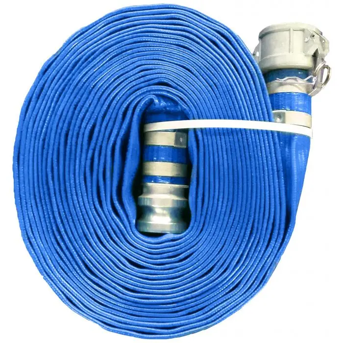 2" X 50Ft Blue Discharge Lay-Flat Hose W/Camlock Ends