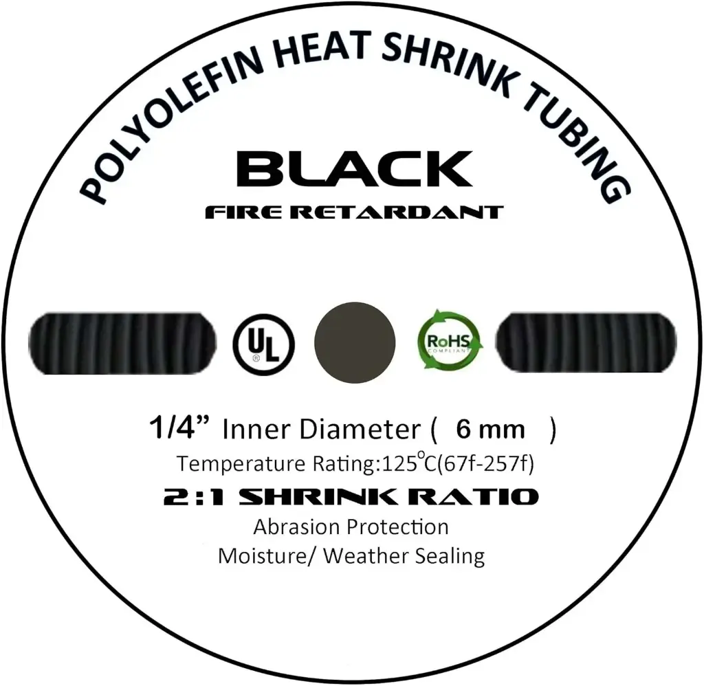 1/4" X 200Ft Black Poly 2:1 Heatshrink Spool
