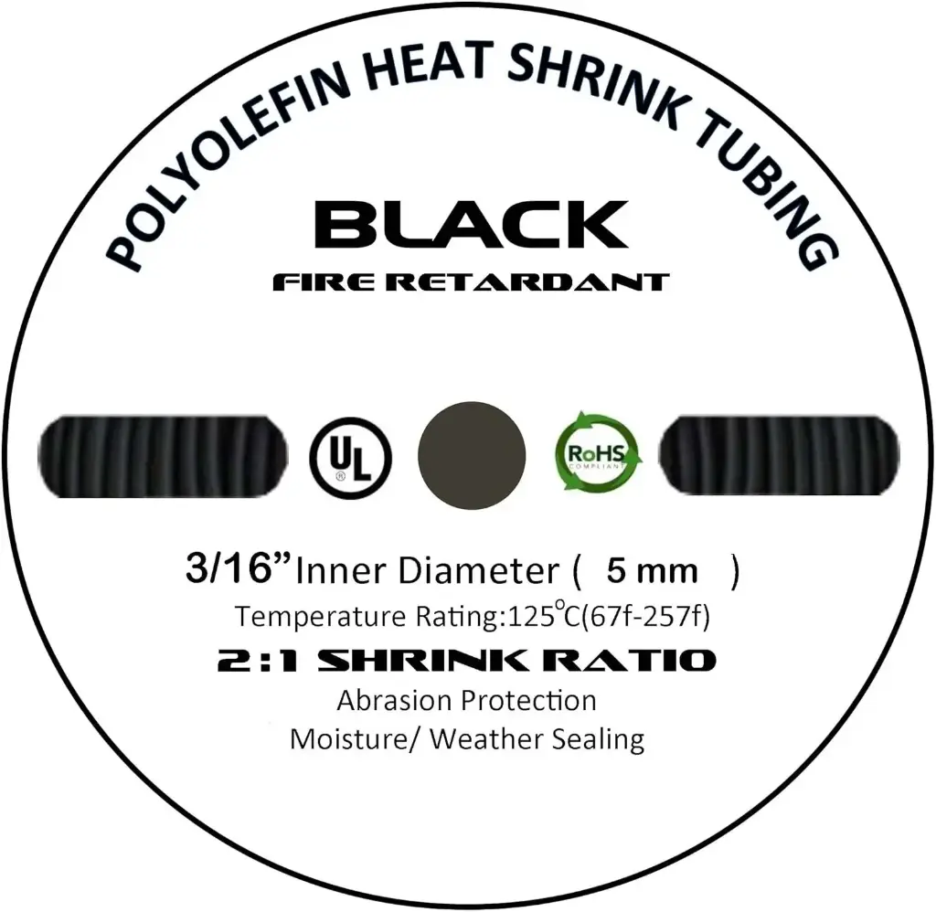 3/16" X 200Ft Black Poly 2:1 Heatshrink Spool