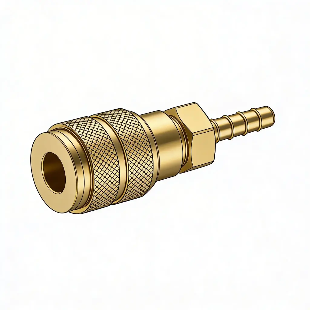 1/4" Industrial Air Coupler to 1/4" Hose Barb Brass