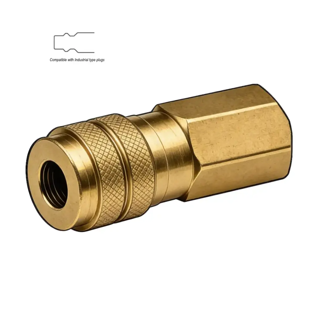 1/4" Industrial Air Coupler to 3/8" Female NPT Brass
