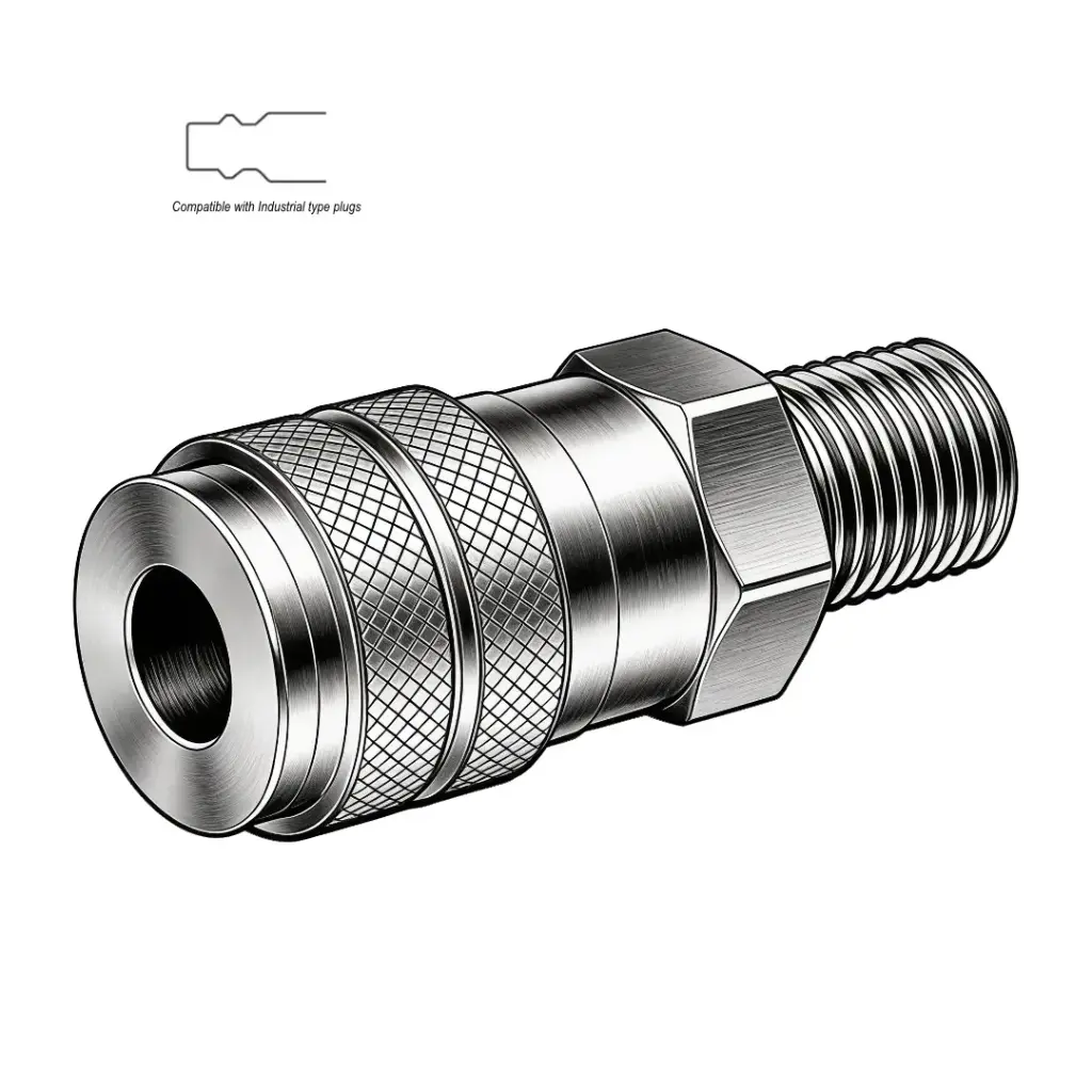 3/8" Industrial Air Coupler to 1/4" Male NPT Steel