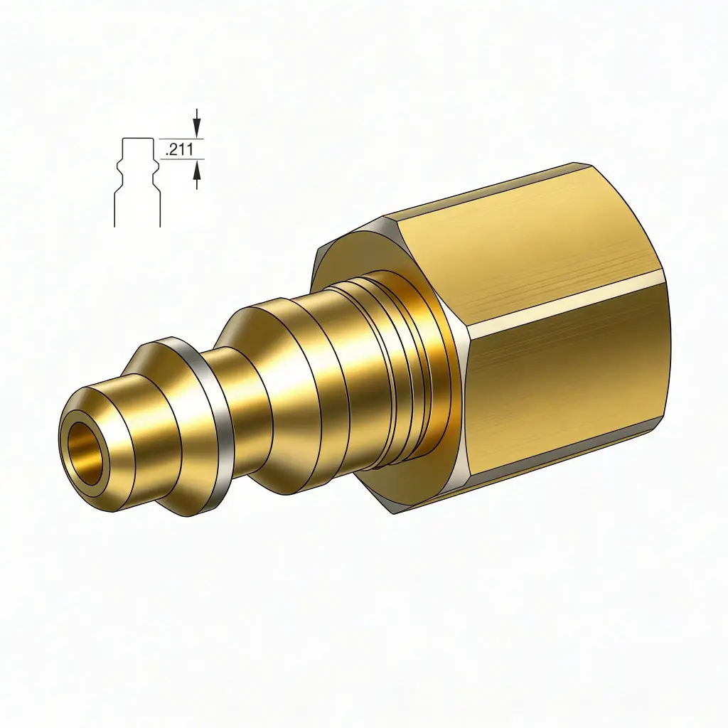 1/4" Industrial Air Nipple to 1/4" Female NPT Brass