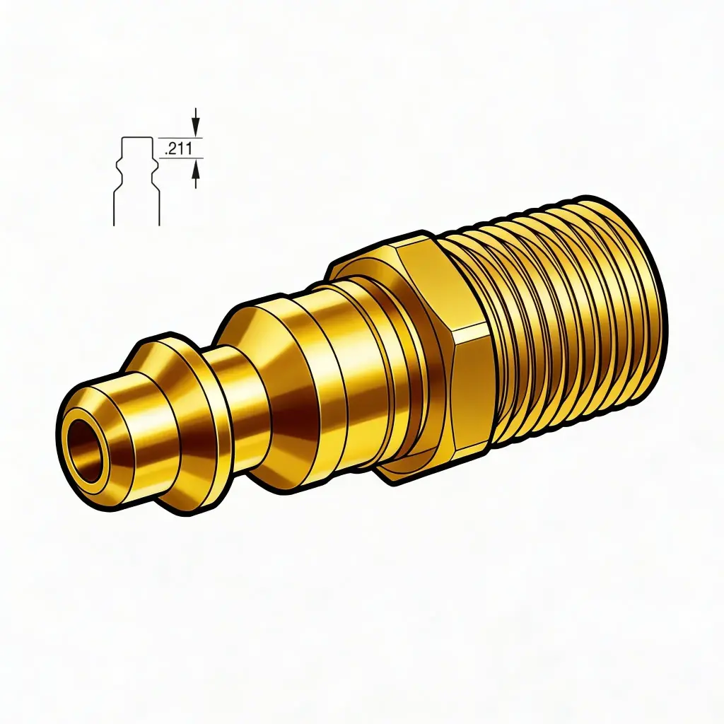 1/4" Industrial Air Nipple to 1/4" Male NPT Brass